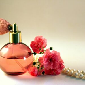 bottle, perfume, roses, fragrance, still life, glass bottle, perfume bottle, flacon, fragrant, pink, decoration, reflection, pearls, perfume, perfume, perfume, perfume, perfume